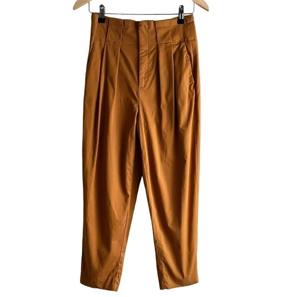 Banana Republic High-Rise Tapered Pleated Cropped Pant in Nutmeg Spice/Rust, 2 - Picture 1 of 10